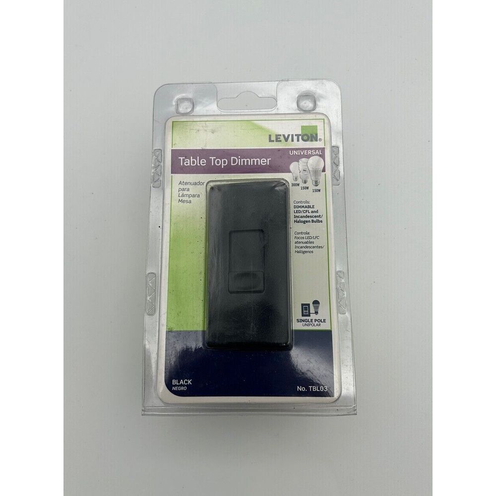 Leviton TBL03 Universal Tabletop Slide Control Lamp Dimmer, Black New Open Box
